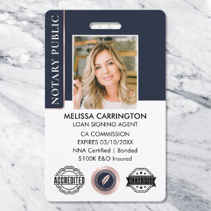Badge Papier timbré de notaire photo QR logo bleu rose o