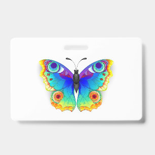 Badge Papillon Arc-en-ciel Paon Yeux