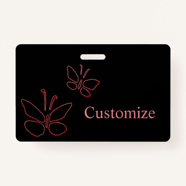 Badge papillons aux contours roses noir Thunder_Cove  (Devant)