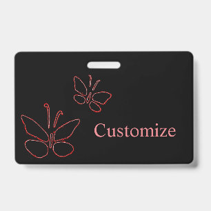 Badge papillons avec contour rose Thunder_Cove noir