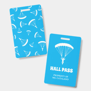 Badge parachutiste Prof Hall Pass couleurs de l'école