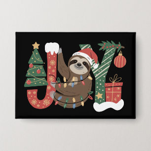 Badge Paresseux de Noël Cadeaux d'Arbre de Fêtes Joie Mi
