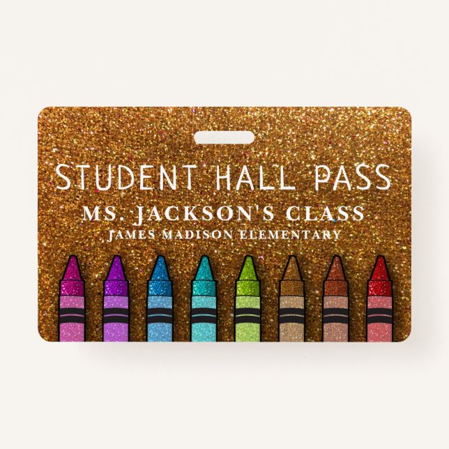 Badge Parties scintillant arc-en-ciel Crayons Teacher Sc (Devant)