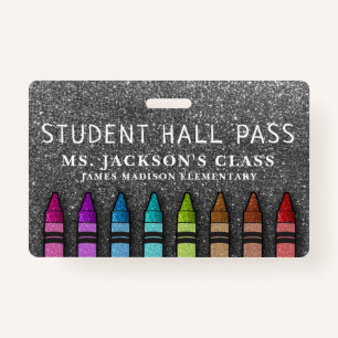 Badge Parties scintillant arc-en-ciel Crayons Teacher Sc