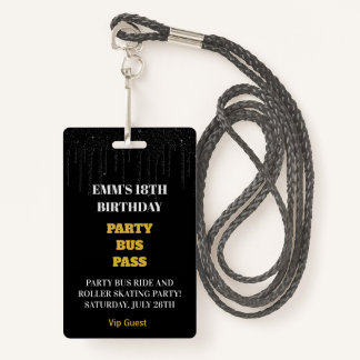 Badge Parties scintillant Black Gold Dripping 18 Anniver