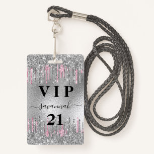 Badge Parties scintillant d'argent d'anniversaire goutte