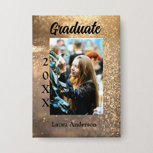 Badge Parties scintillant d'or photo graduation ajouter