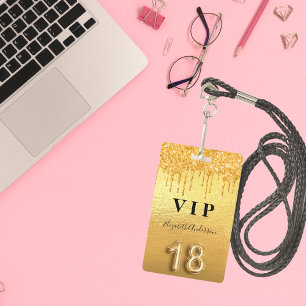 Badge parties scintillant or 18e anniversaire gouttes mé