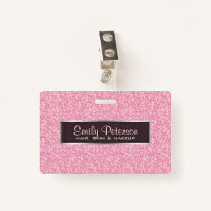 Badge Parties scintillant Rose Élégante Et Argent Noir