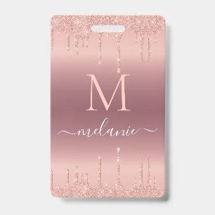 Badge Parties scintillant rose Or Personnalisée Votre Le