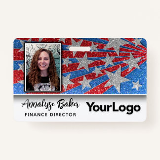 Badge Parties scintillant rouge blanc et bleu USA Electi