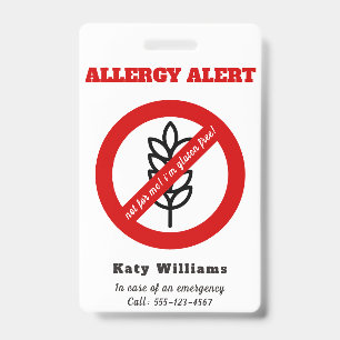 Badge Pas pour moi, je suis sans gluten ! Alerte Allergi