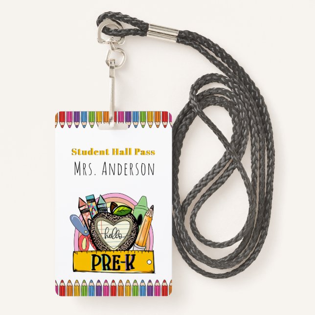 Badge Pass Pré K Hall (Devant avec lanière)