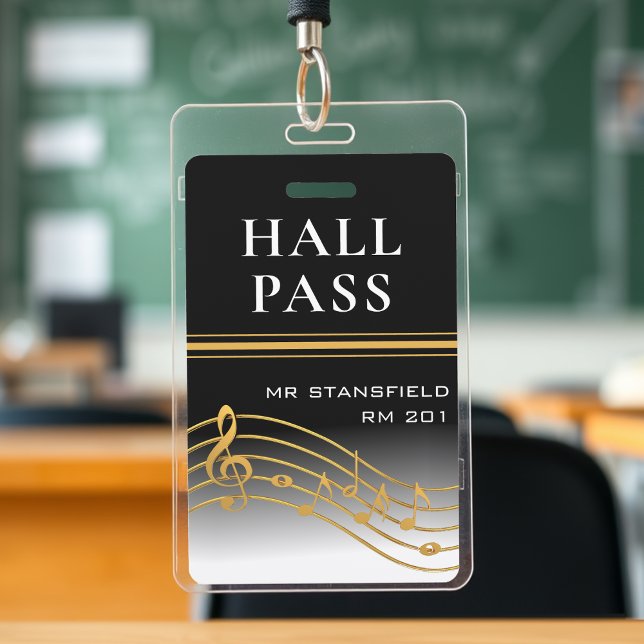 Badge Pass Salle de classe de l'école de musique (Music Teacher School Classroom Hall Pass Badge
)