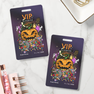 Badge Pass VIP Accès Illimité Halloween Personnalisé Soi