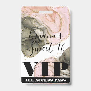 Badge Pass VIP pour la soirée Ethereal Moody Rose Noir e
