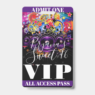 Badge Pass VIP Urban Club Hip Hop Dance Sweet 16