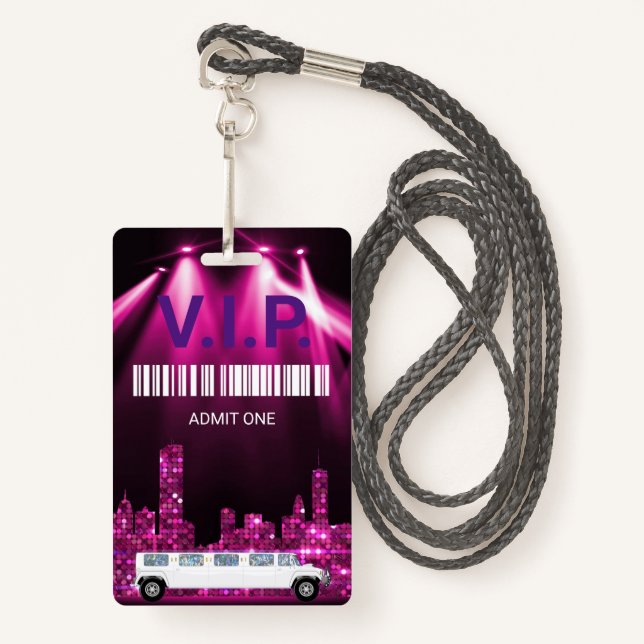 Badge Passage de partie de passage de limousine, VIP, (Devant avec lanière)