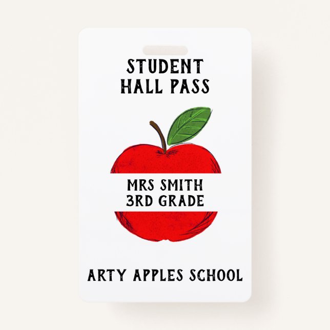 Badge Passe Apple Hall de l'enseignant ou passe salle de (Devant)