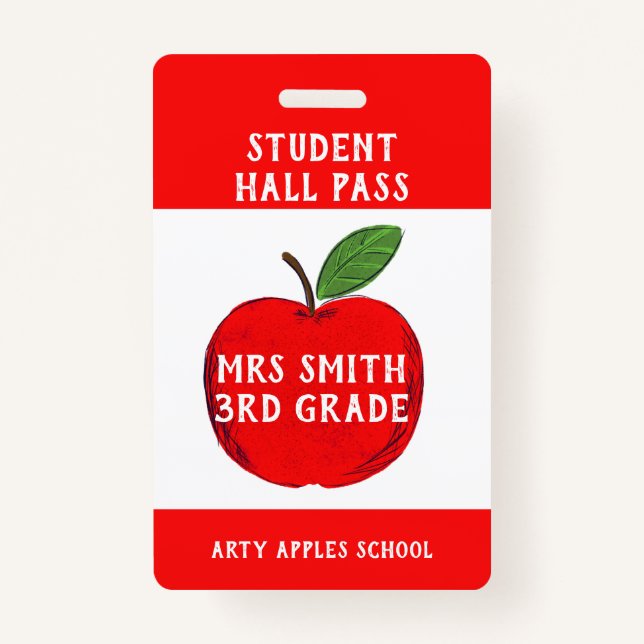 Badge Passe Apple Hall de l'enseignant ou passe salle de (Devant)