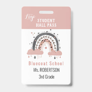 Badge Passe arc-en-ciel bohème pour enseignant ou étudia