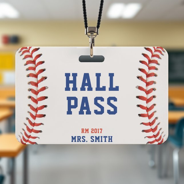 Badge Passe de l'école de baseball de softball enseignan (Baseball Softball School Teacher Student Hall Pass Badge
)