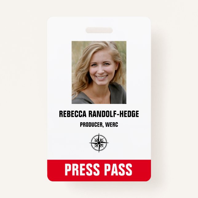 Badge PASSE DE PRESSE À L'ÉVÉNEMENT SPÉCIAL - Photo I.D. (Devant)