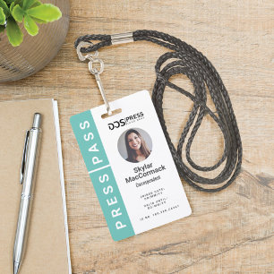 Badge Passe de presse et logo photo cercle sarcelle mode