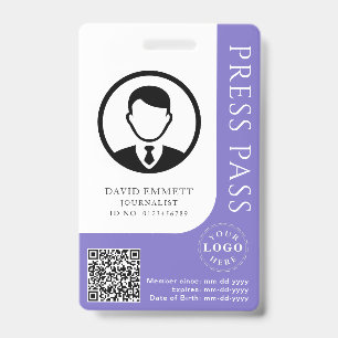 Badge Passe de presse mauve personnalisée avec détails m