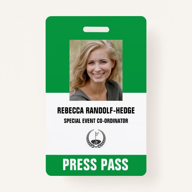 Badge PASSE DE PRESSE SPÉCIAL GOLF EVENT - Photo I.D. (Devant)