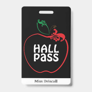 Badge Passe de salle de classe Apple Flourish enseignant