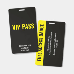 Badge Passe VIP Accès Complet Festival de Musique ID Jau