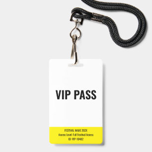 Badge Passe VIP Back Stage Festival de Musique Blanc
