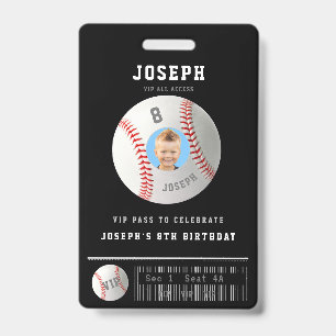 Badge Passe VIP Baseball Photo personnalisé Fête d'anniv