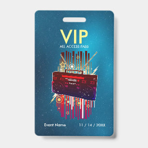 Badge Passe VIP personnalisé avec dégradé d'étoiles bleu