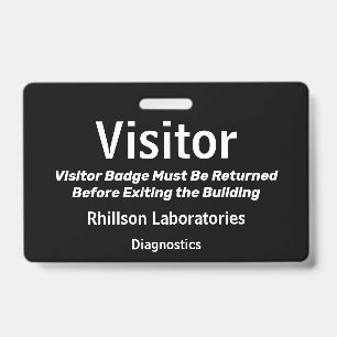 Badge Passe visiteur horizontal design noir et blanc