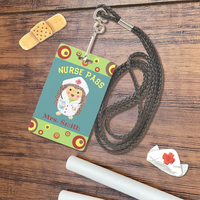 Badge Passeport de l'infirmière de hérisson mignon (Créateur téléchargé)
