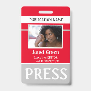 Badge Passeport de presse personnalisé avec photo ID Rep