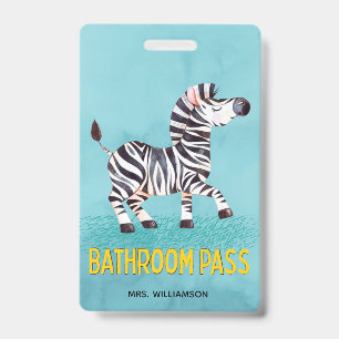 Badge Passeport de salle de bain Zèbre Mignon Enseignant