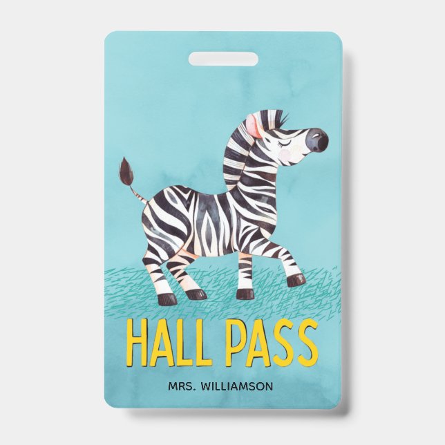 Badge Passeport de salle de classe joli zèbre Enseignant (Avant)
