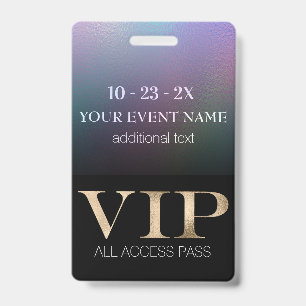 Badge Passeport VIP de l'événement Noir et Holographique