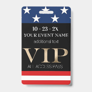 Badge Passeport VIP pour l'événement du drapeau américai