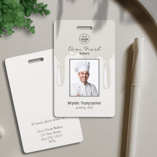 Badge Pâtisserie Chef Boulangerie Employé Photo Logo Gri
