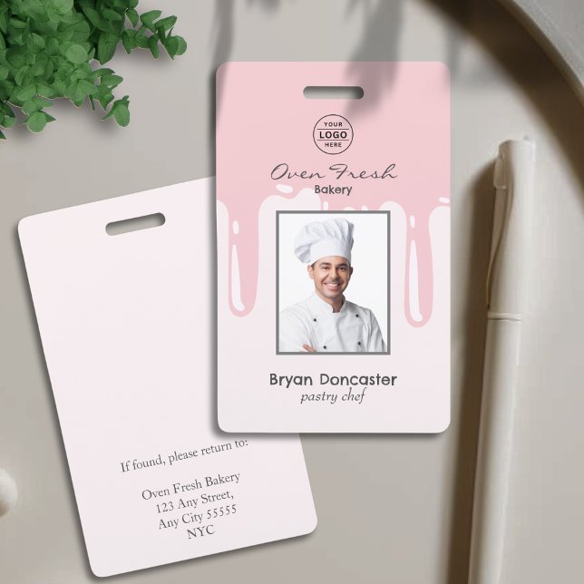 Badge Pâtisserie Chef Boulangerie Employé Photo Logo Ros (Créateur téléchargé)