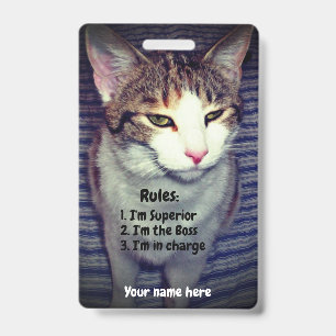 Badge Patron narcissique drôle chat