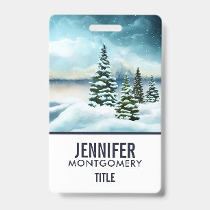 Badge Paysage hivernal pittoresque en peinture à l'aquar