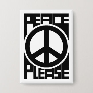 Badge Peace Please Lettre Noire