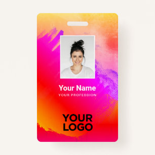 Badge Peinture arc-en-ciel photo de l'employé, code barr