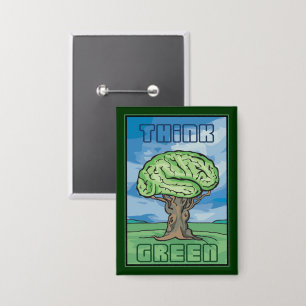 Badge Pensez au cerveau vert