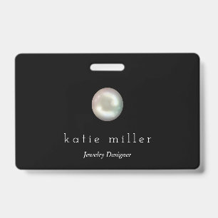 Badge Perle noire brillante   Concepteur de bijoux